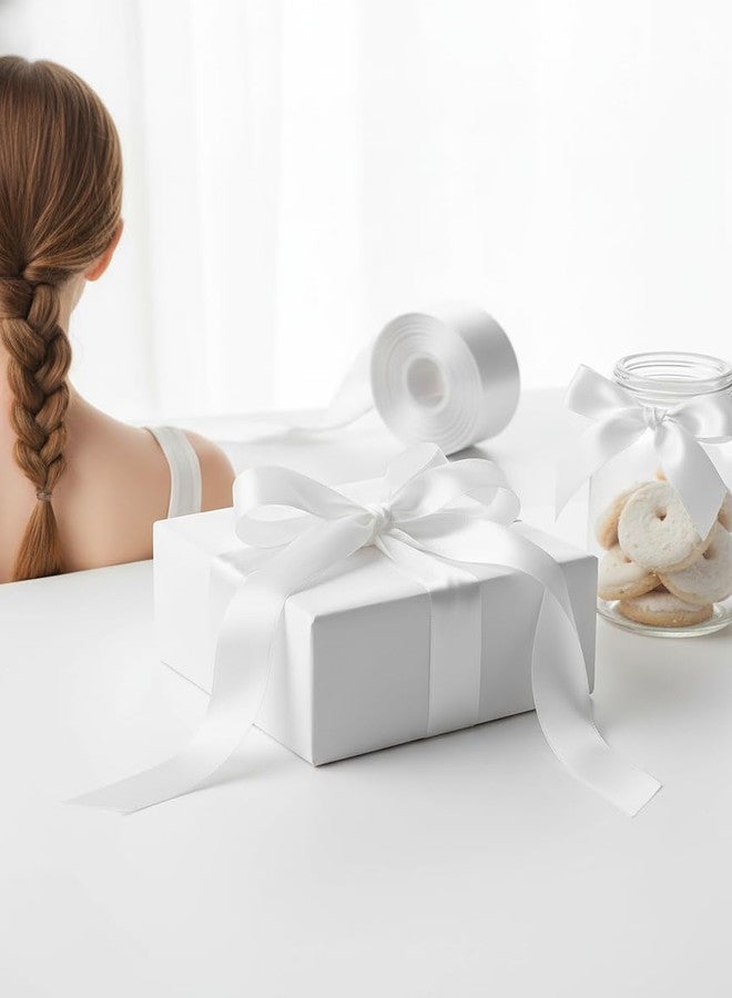 فينيس شريط ساتان فاخر للزينة، تغليف الهدايا، متعدد الاستخدامات (أبيض، المقاس: 2 بوصة، التعبئة: 22 متراً) - Image 2